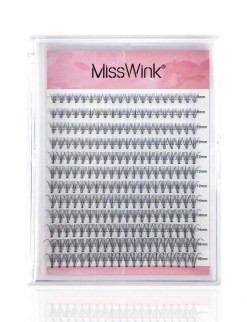 10d 8-16mm Mixed Length Thick Curly Self-Adhesive False Eyelashes, Clustered Mink Imitation Hair
