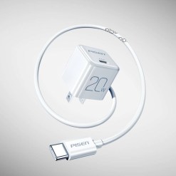 PISEN PD 20W pudding single port fast charger set (C to C cable )