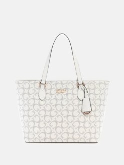 GUESS ROMILY LOGO TOTE COLOR: WHITE