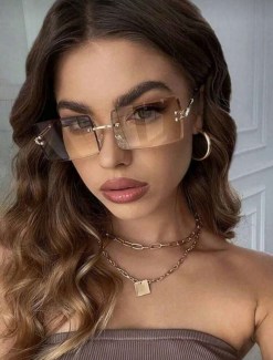 Frameless Rectangular Gradient Color Fashion Fashion Glasses, Suitable For Outdoor & Holiday Use For Summer Beach Vacation,Outdoor,Travel eyeglasses sunglass