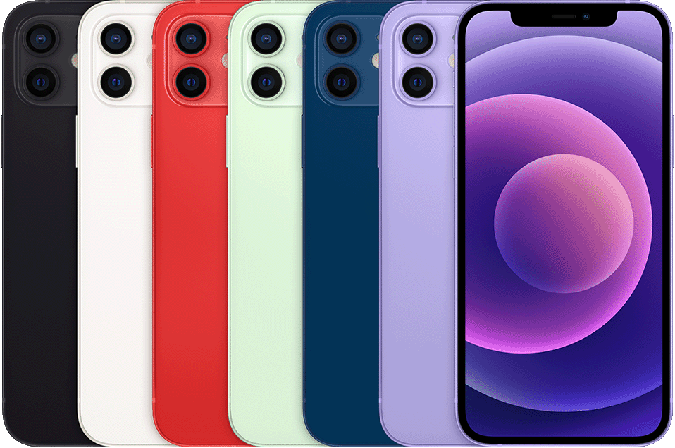 iPhone 12 — toestel in verschillende aanzichten en kleuren