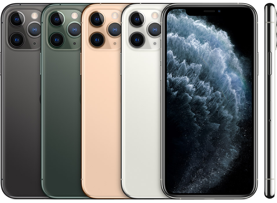 iPhone 11pro — toestel in verschillende aanzichten en kleuren