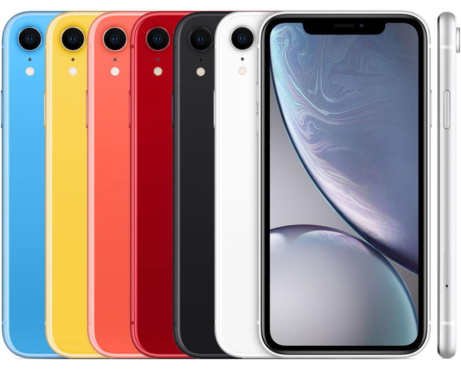 iPhone Xr — toestel in verschillende aanzichten en kleuren