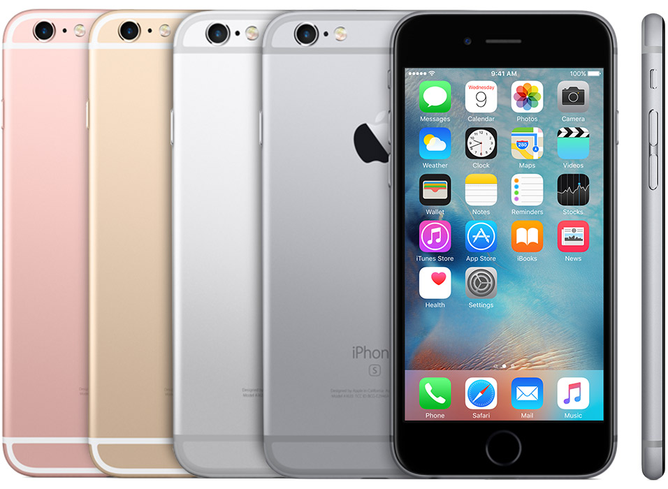 iPhone 6s — toestel in verschillende aanzichten en kleuren