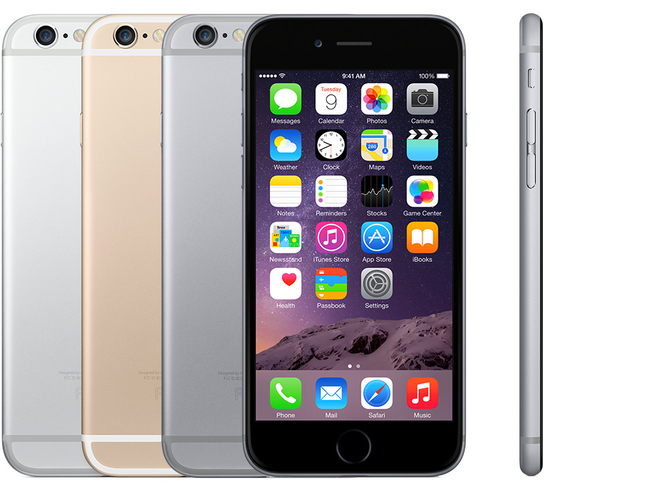 iPhone 6 — toestel in verschillende aanzichten en kleuren