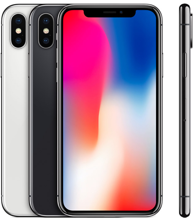 iPhone X — toestel in verschillende aanzichten en kleuren