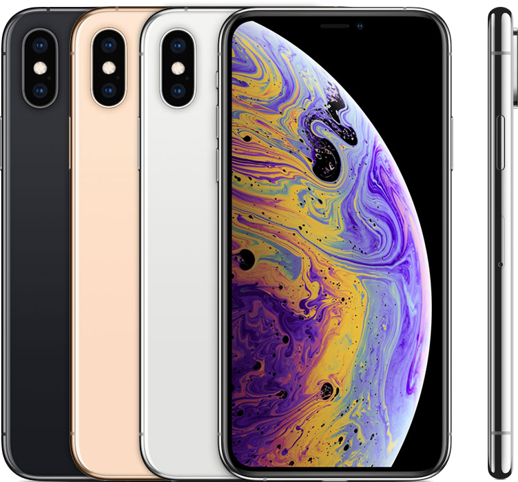 iPhone Xs — toestel in verschillende aanzichten en kleuren