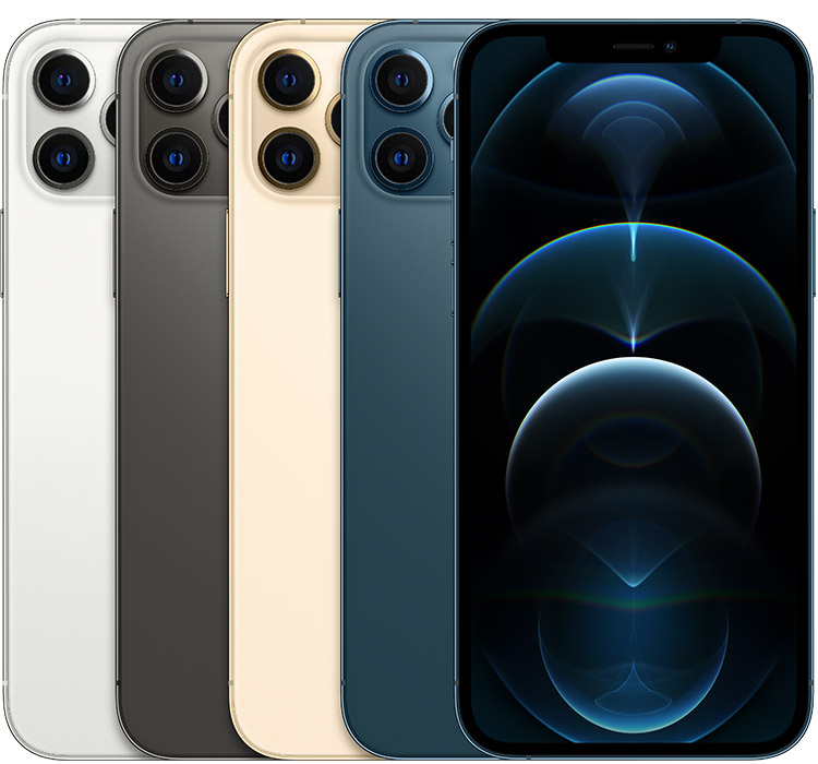 iPhone 12pro — toestel in verschillende aanzichten en kleuren