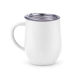 Stainless steel coffee mug 12oz op een studioachtergrond