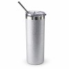 SUBLIMATION SKINNY TUMBLER GLITTER SILVER op een studioachtergrond