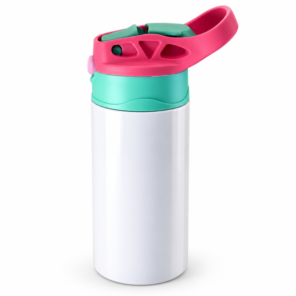 360ML KIDS BOTTLE WITH SILICON STRAW – studiofoto 360ML KIDS BOTTLE WITH SILICON STRAW op een studioachtergrond