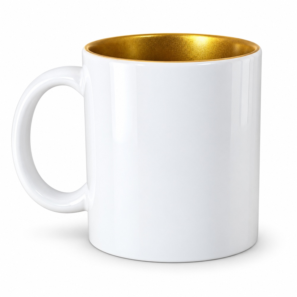 Witte mok met gouden binnenkant
