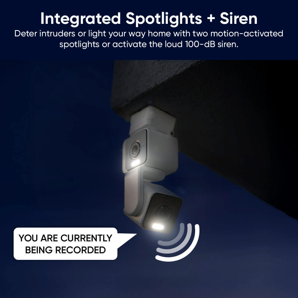 Officiële Wyze-productfoto van de geïntegreerde spotlights en sirene